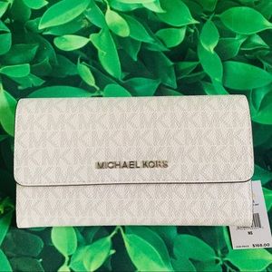 Michael Kors Trifold Wallet bright white gray new